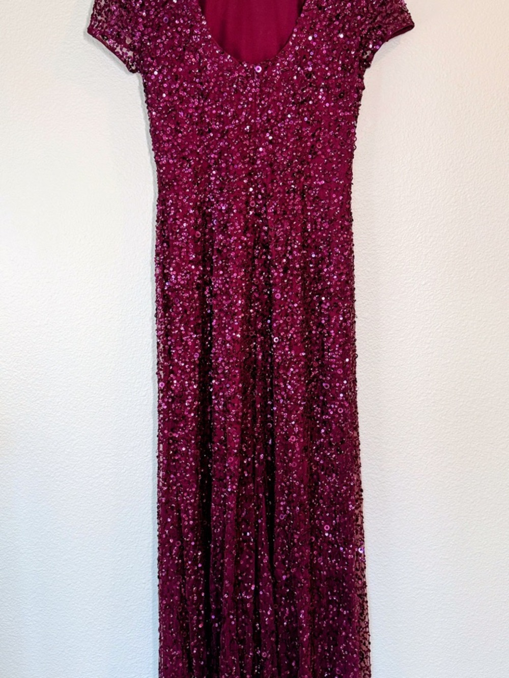 Adrianna Papell Wine-Red Sequin Evening Gown Formal Dress - Picture 11 of 12